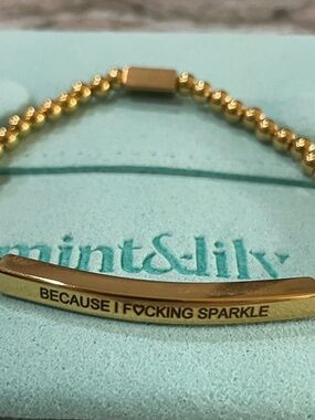 MINT&LILY inspirational gold tone beaded bracelet NIP